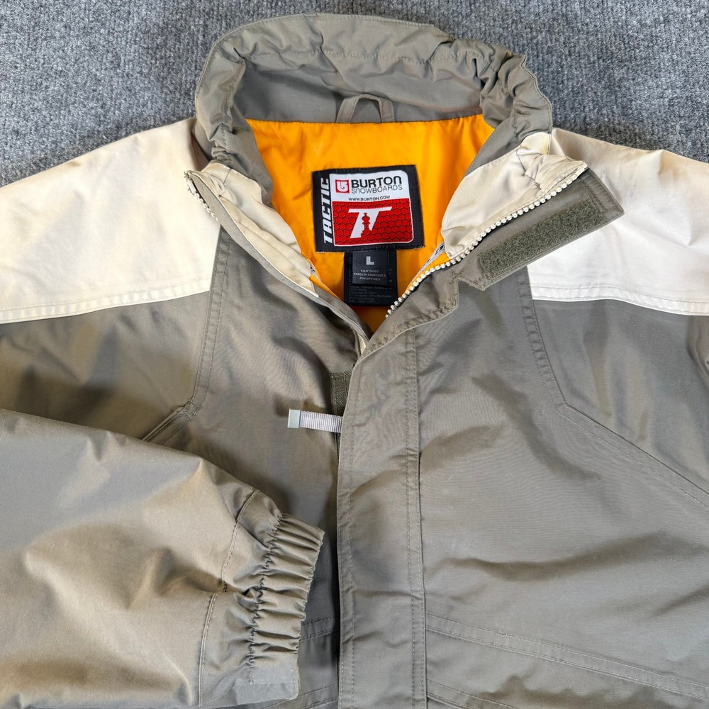 Burton Snowboards Tactic Jacket Mens Large Olive Green Orange Insulated Winter